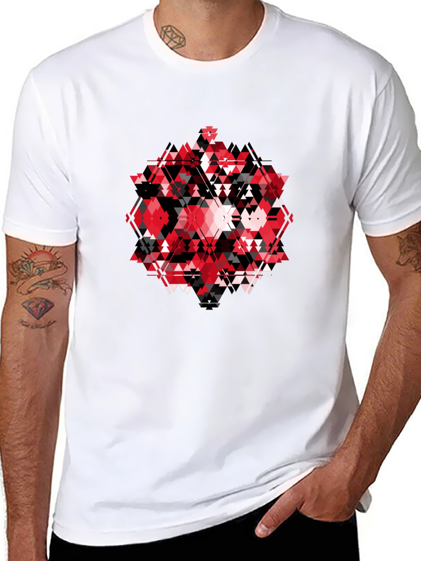 Geometric Print Black T-Shirt