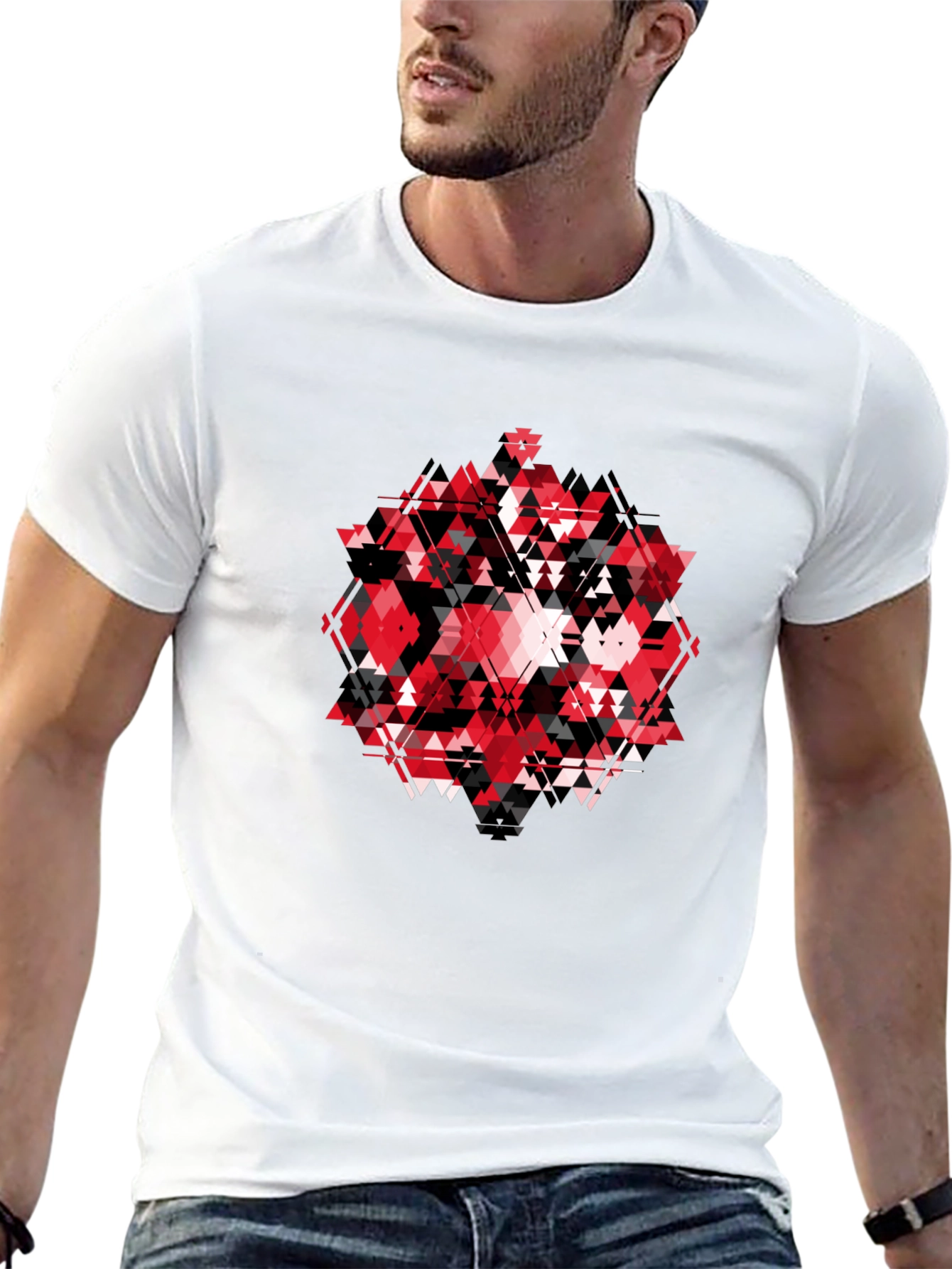 Geometric Print Black T-Shirt
