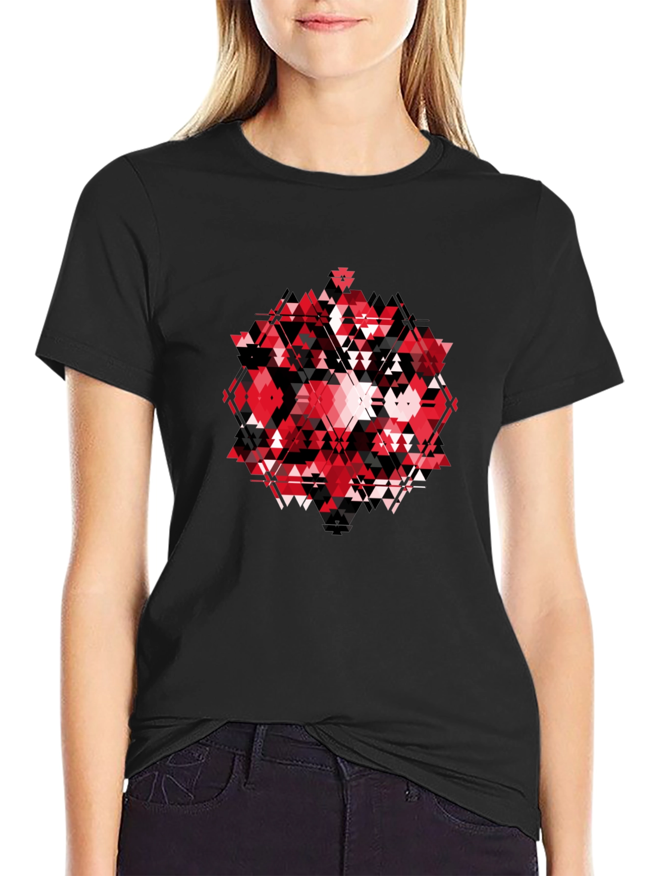 Geometric Print Black T-Shirt