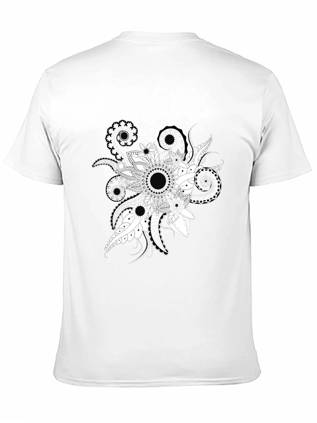 Black Tee with Floral Mandala Design