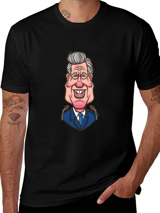 Caricature Graphic Print Black Cotton T-Shirt