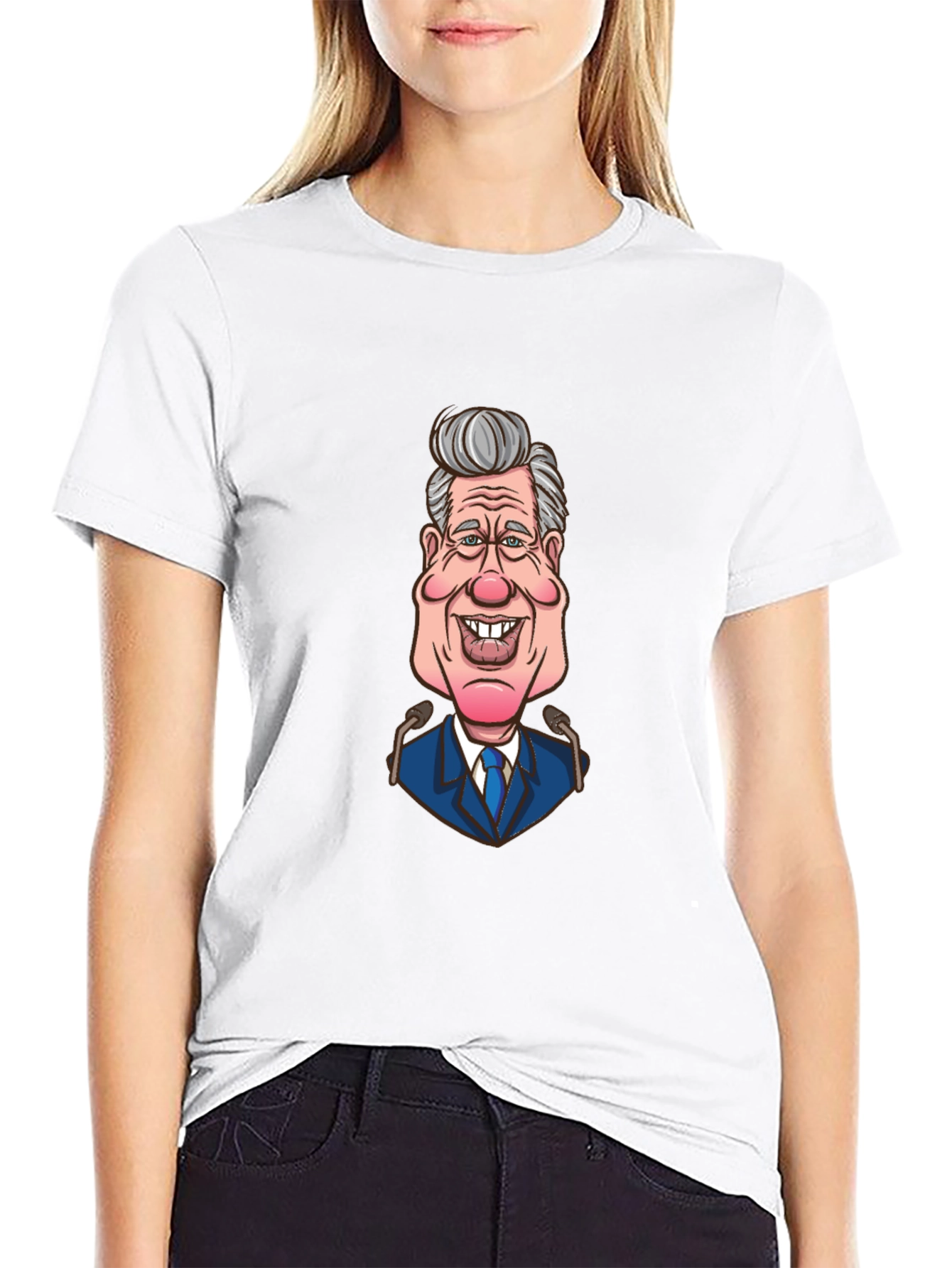 Caricature Graphic Print Black Cotton T-Shirt