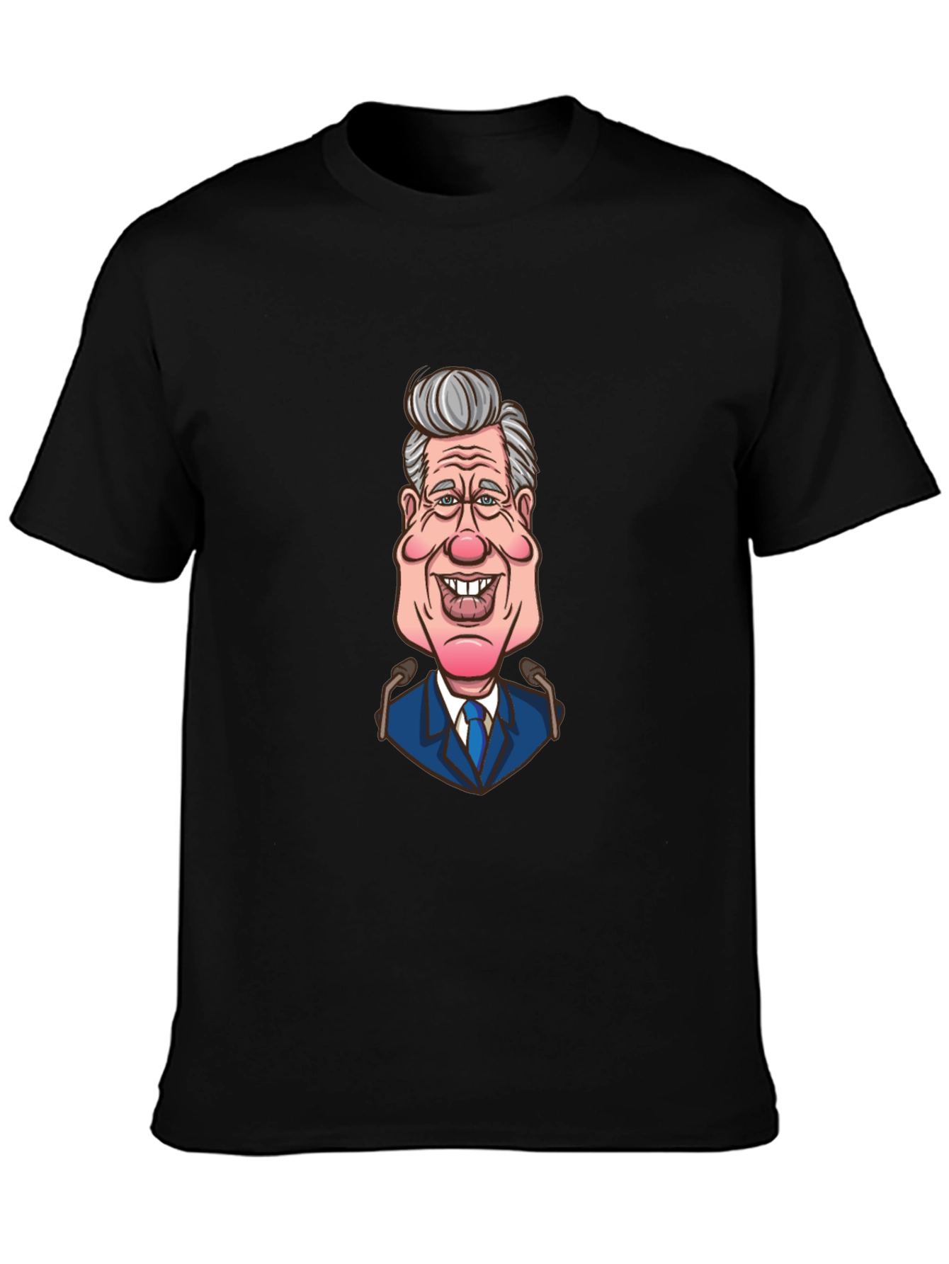 Caricature Graphic Print Black Cotton T-Shirt