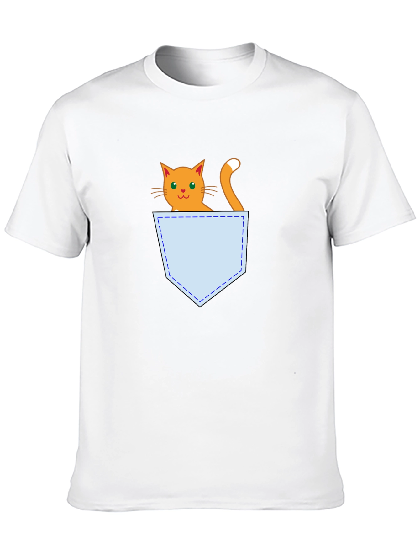 Cute Cat Pocket T-Shirt - Black Graphic Tee