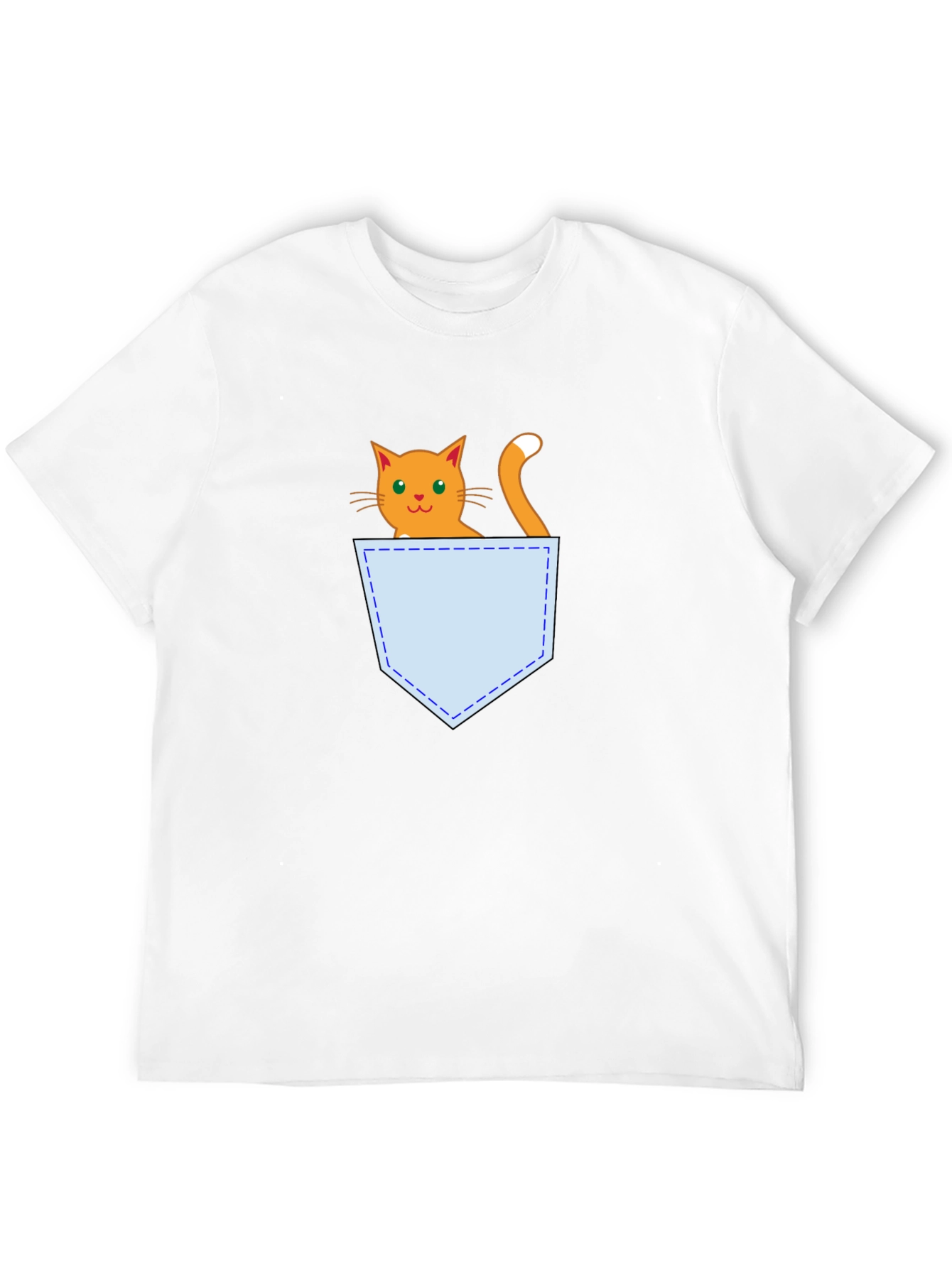Cute Cat Pocket T-Shirt - Black Graphic Tee