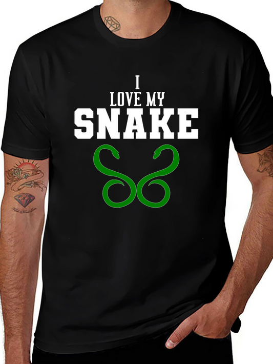 I Love My Snake Graphic T-Shirt - Black