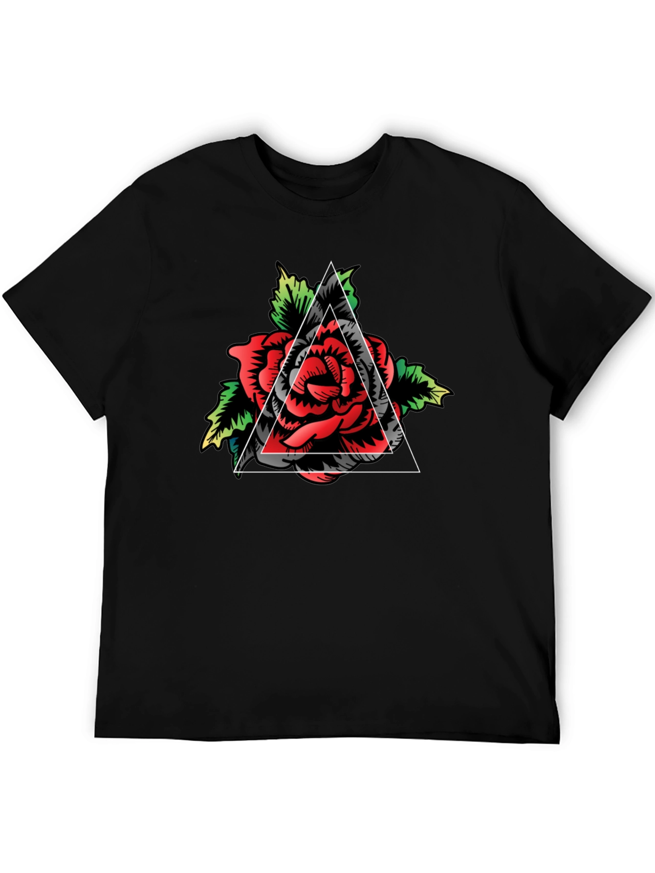 Rose Triangle Graphic Tee - Mens Black T-Shirt