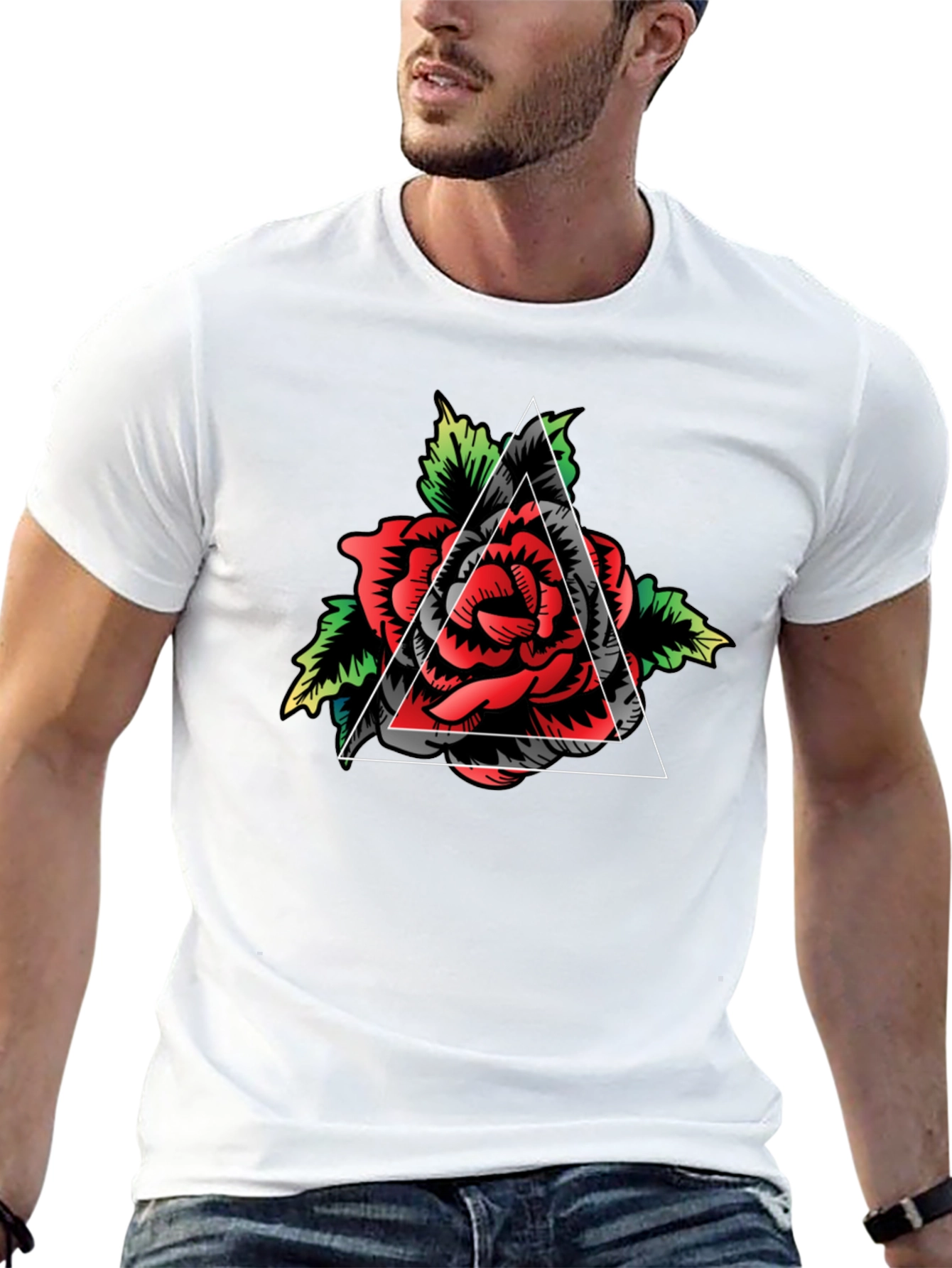 Rose Triangle Graphic Tee - Mens Black T-Shirt