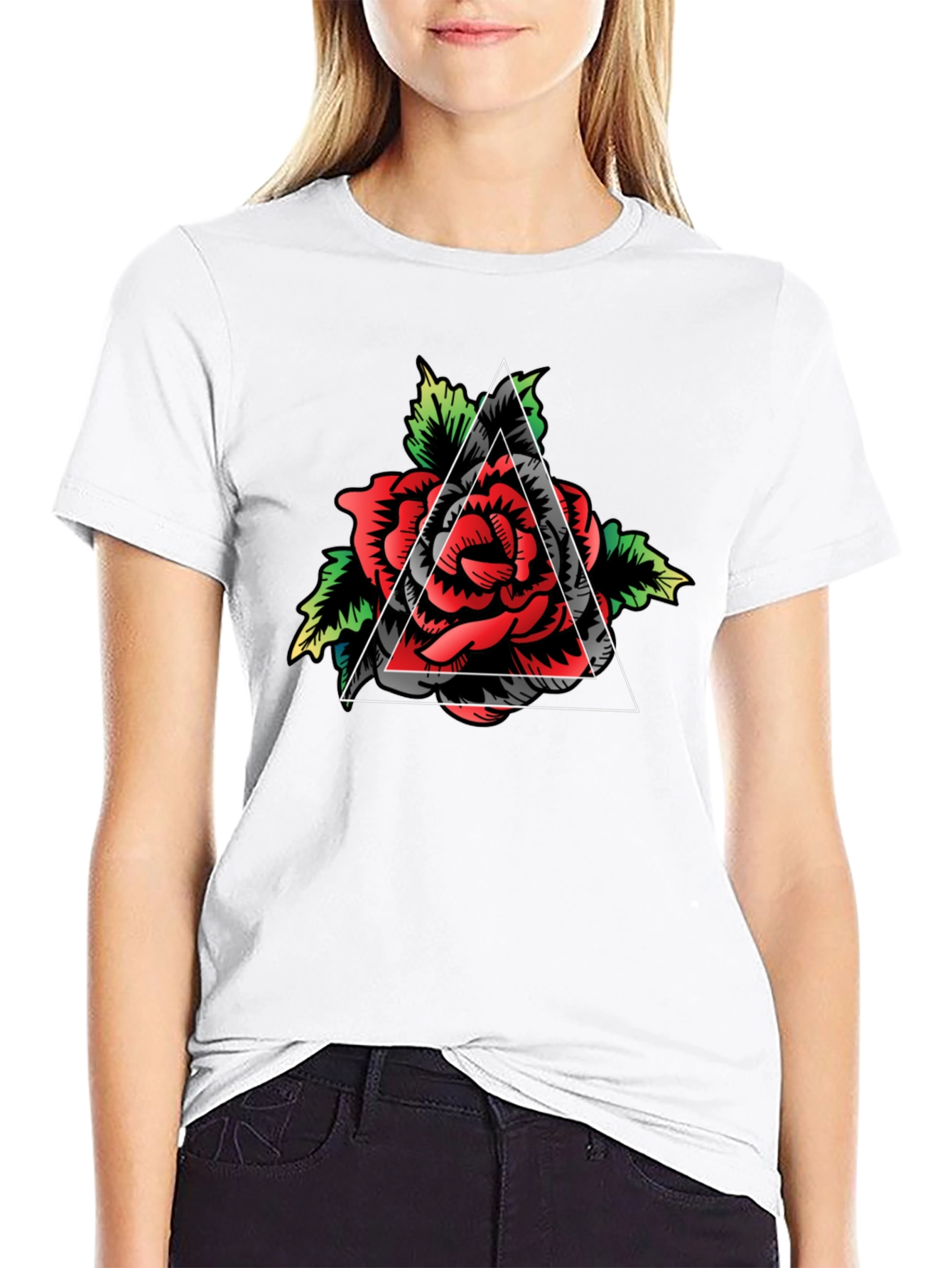 Rose Triangle Graphic Tee - Mens Black T-Shirt