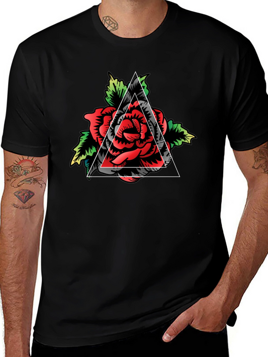 Rose Triangle Graphic Tee - Mens Black T-Shirt