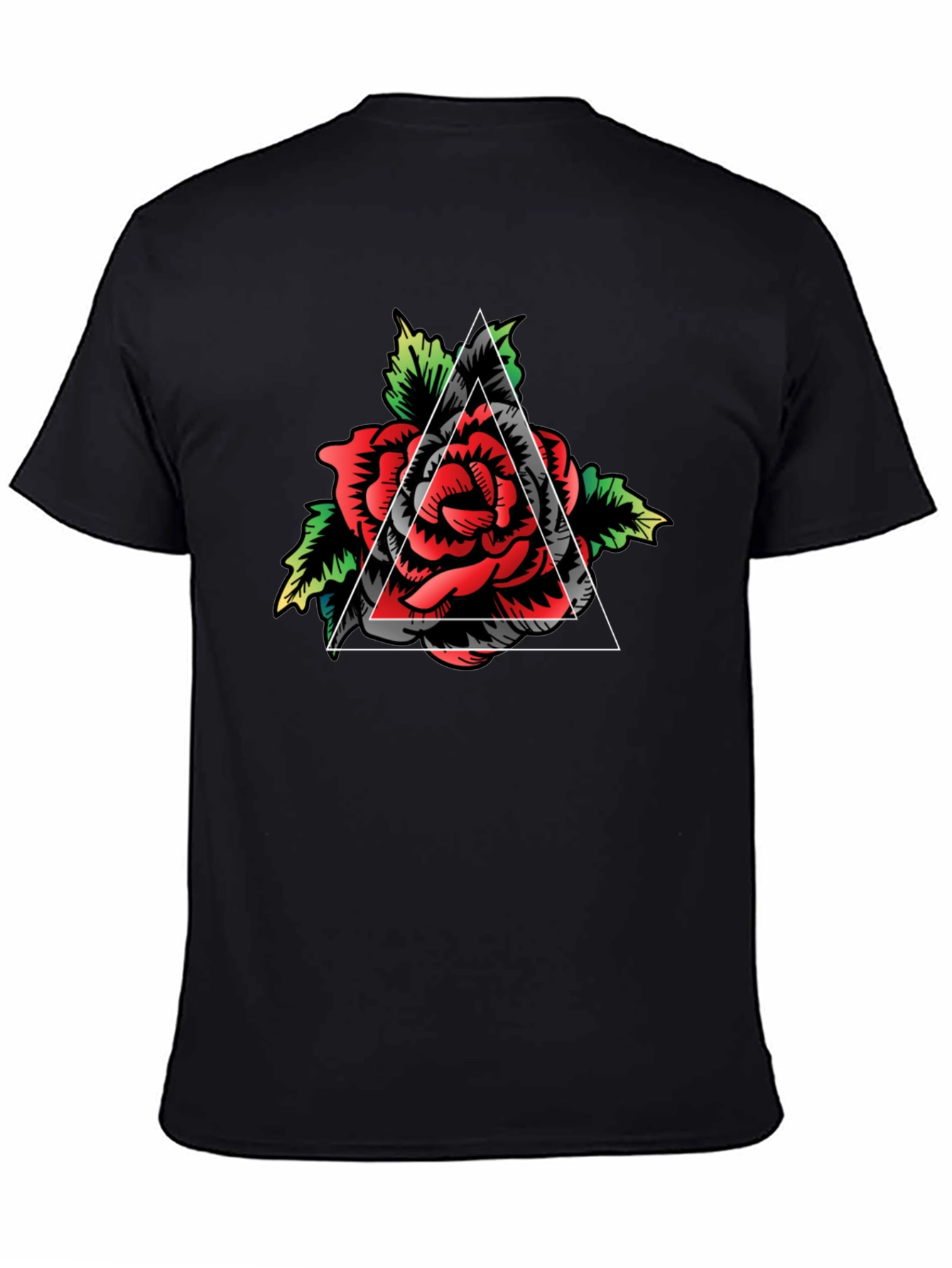 Rose Triangle Graphic Tee - Mens Black T-Shirt