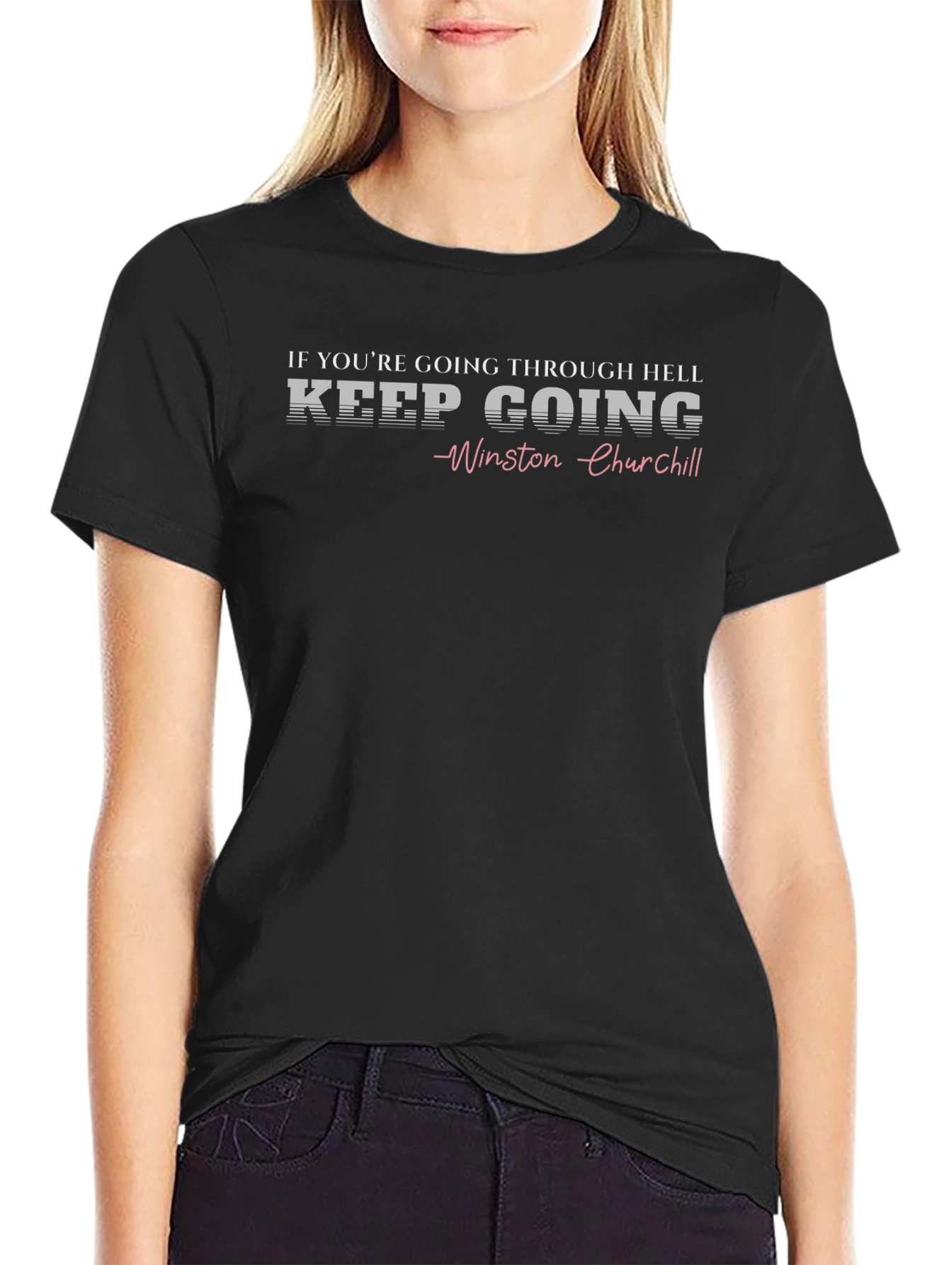 Keep Going Winston Churchill Graphic T-Shirt