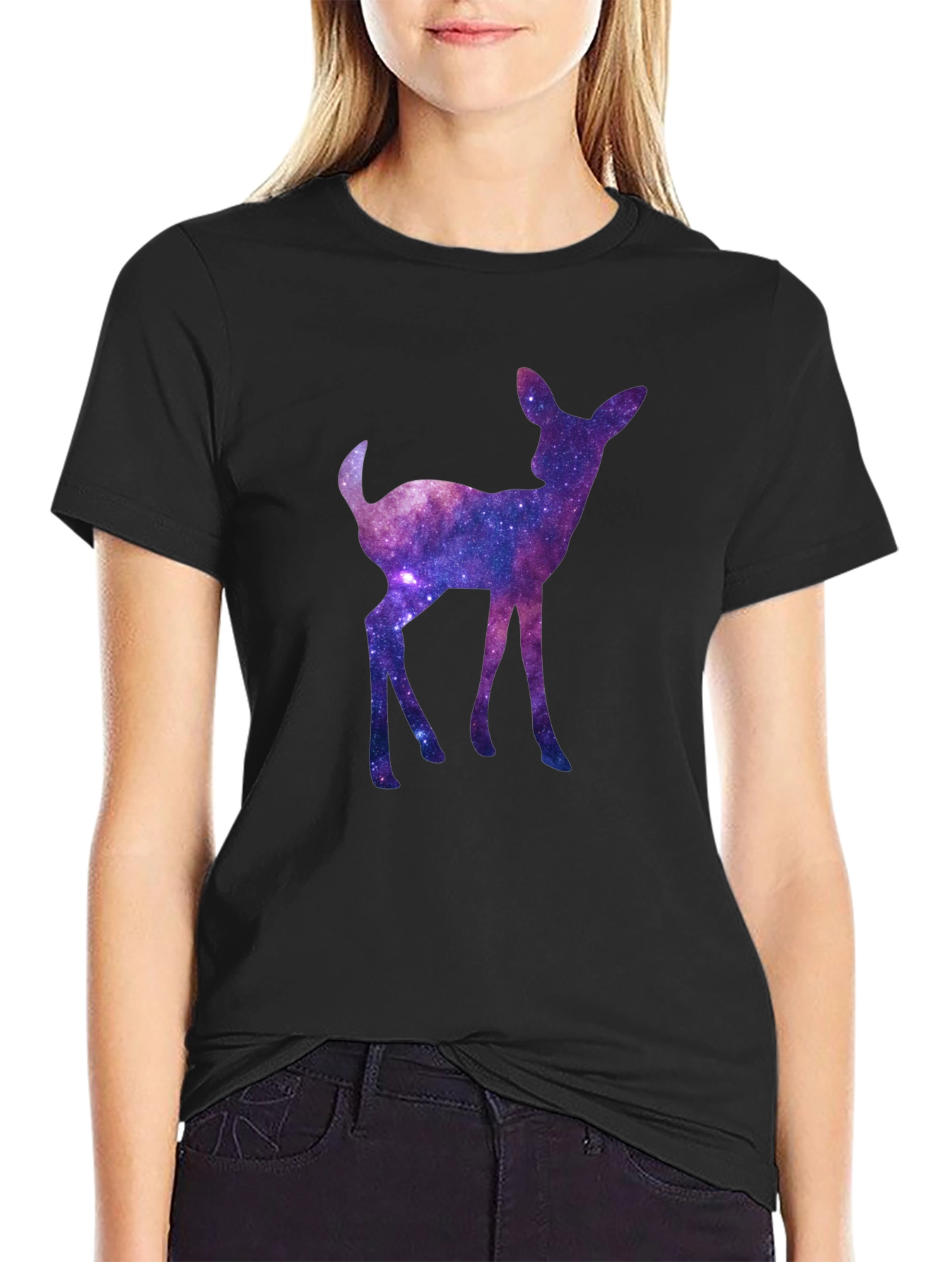 Galaxy Deer Graphic Tee - Cosmic Fawn T-Shirt