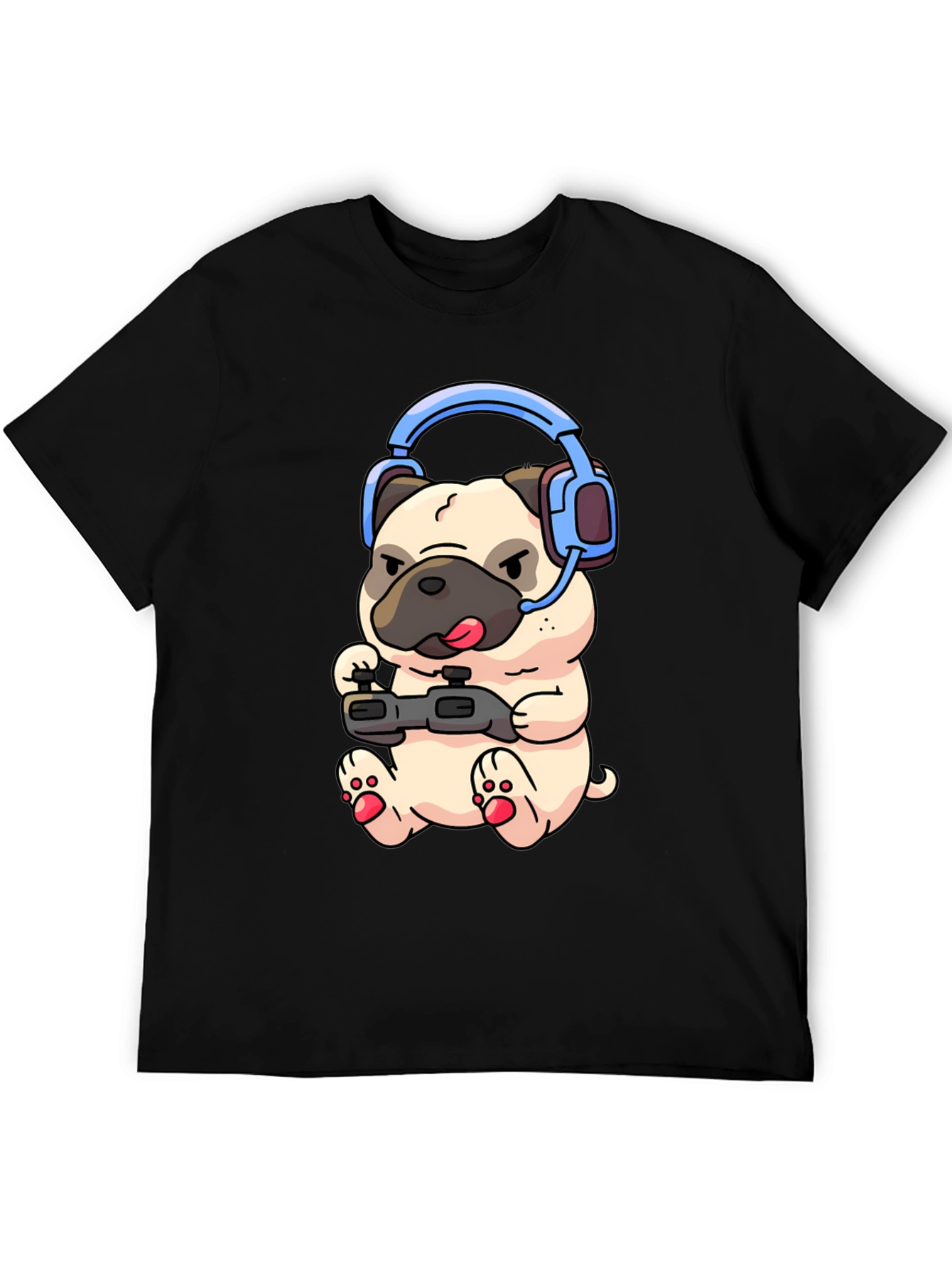 Gamer Pug T-Shirt - Playful Graphic Tee