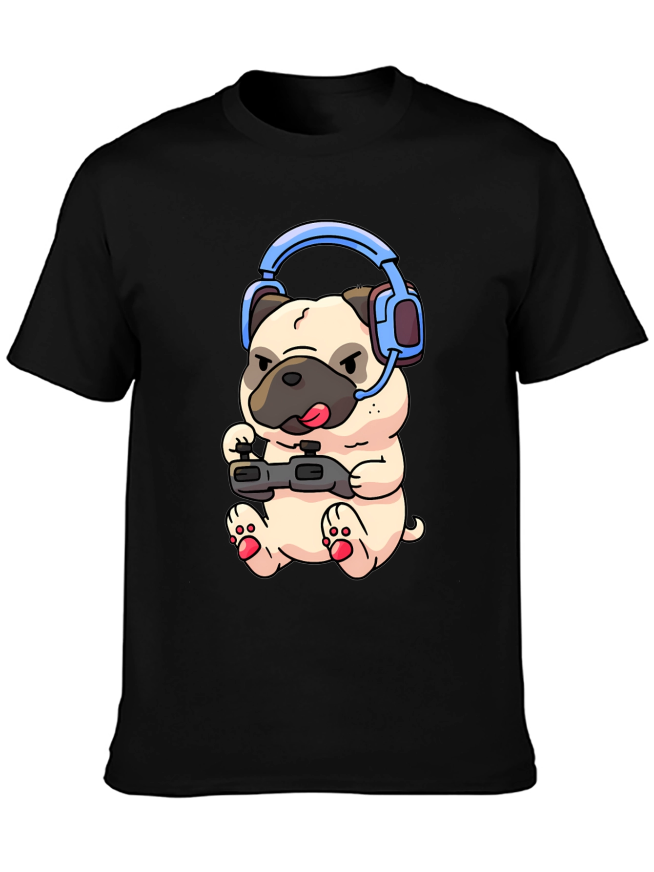 Gamer Pug T-Shirt - Playful Graphic Tee