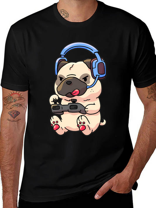 Gamer Pug T-Shirt - Playful Graphic Tee
