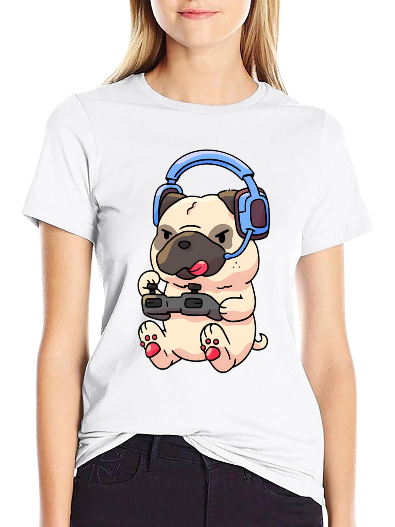 Gamer Pug T-Shirt - Playful Graphic Tee