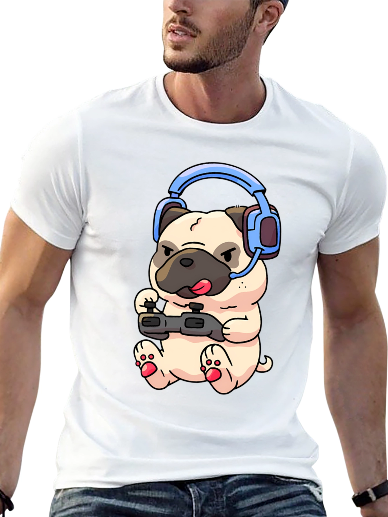 Gamer Pug T-Shirt - Playful Graphic Tee