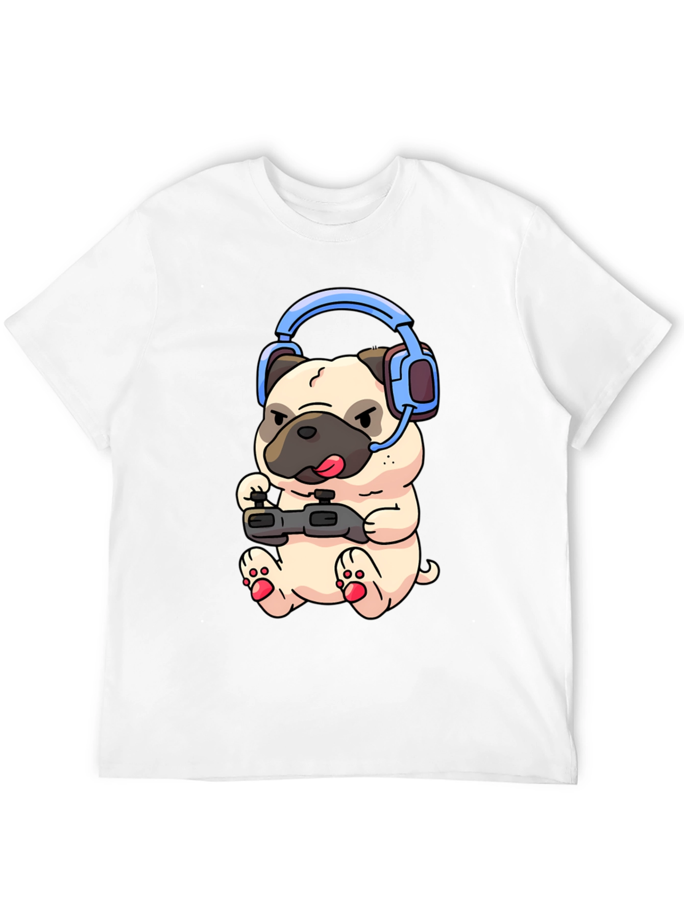 Gamer Pug T-Shirt - Playful Graphic Tee