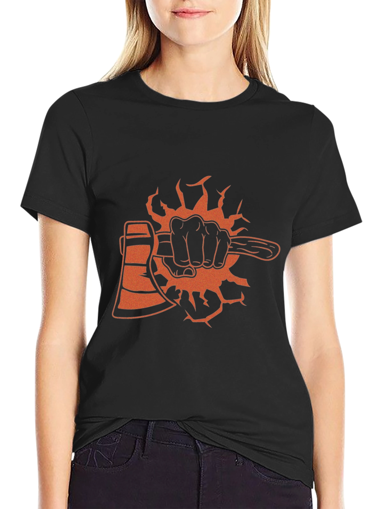 Black Axe T-Shirt Lumberjack Hand Graphic Tee