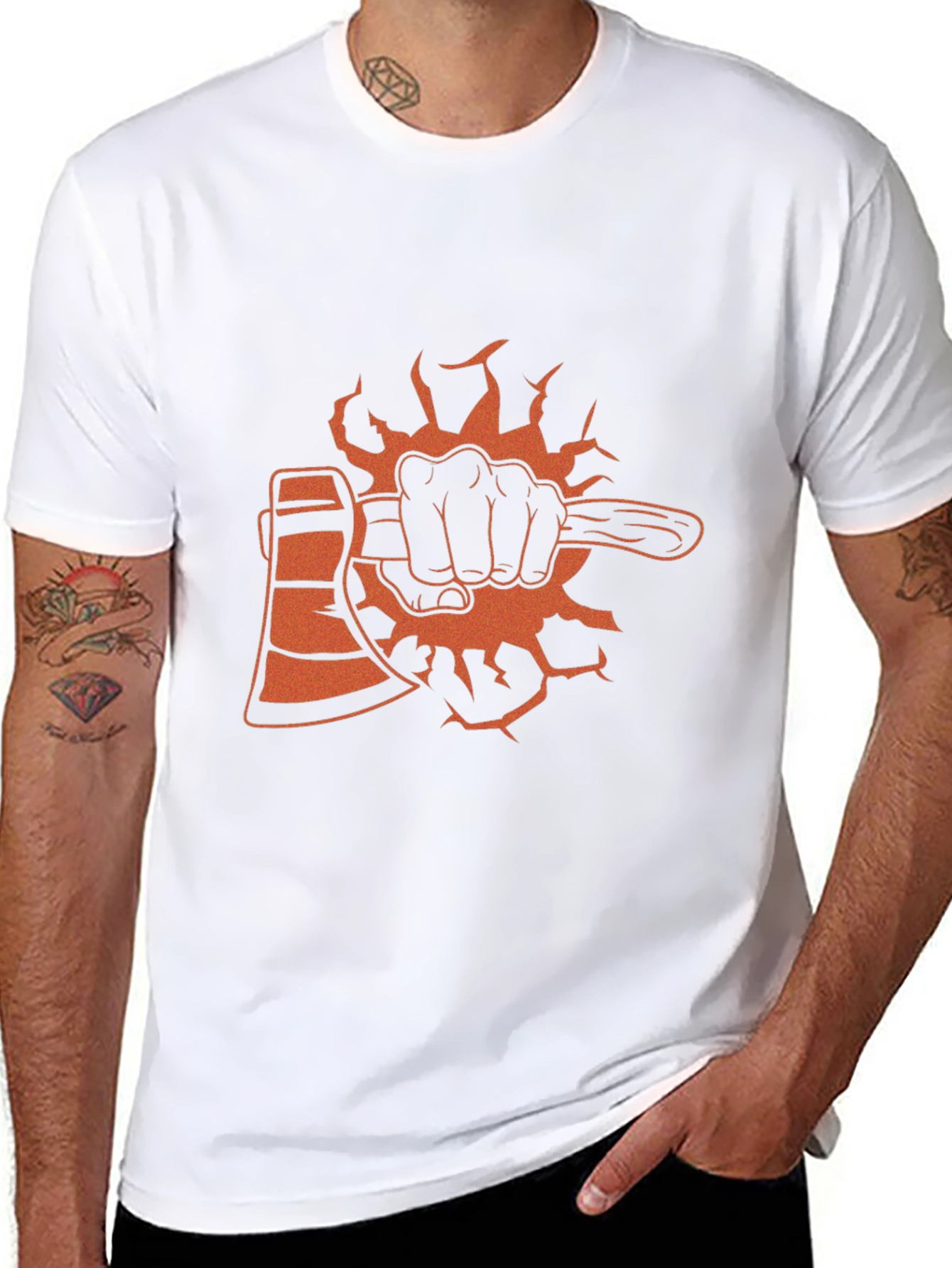 Black Axe T-Shirt Lumberjack Hand Graphic Tee