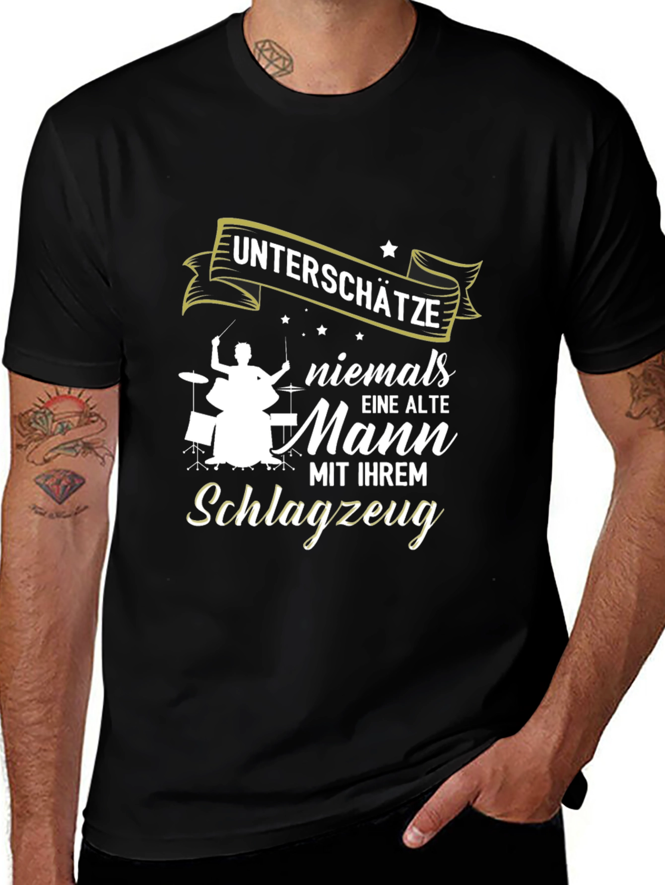 Drummer Old Man T-Shirt - Never Underestimate