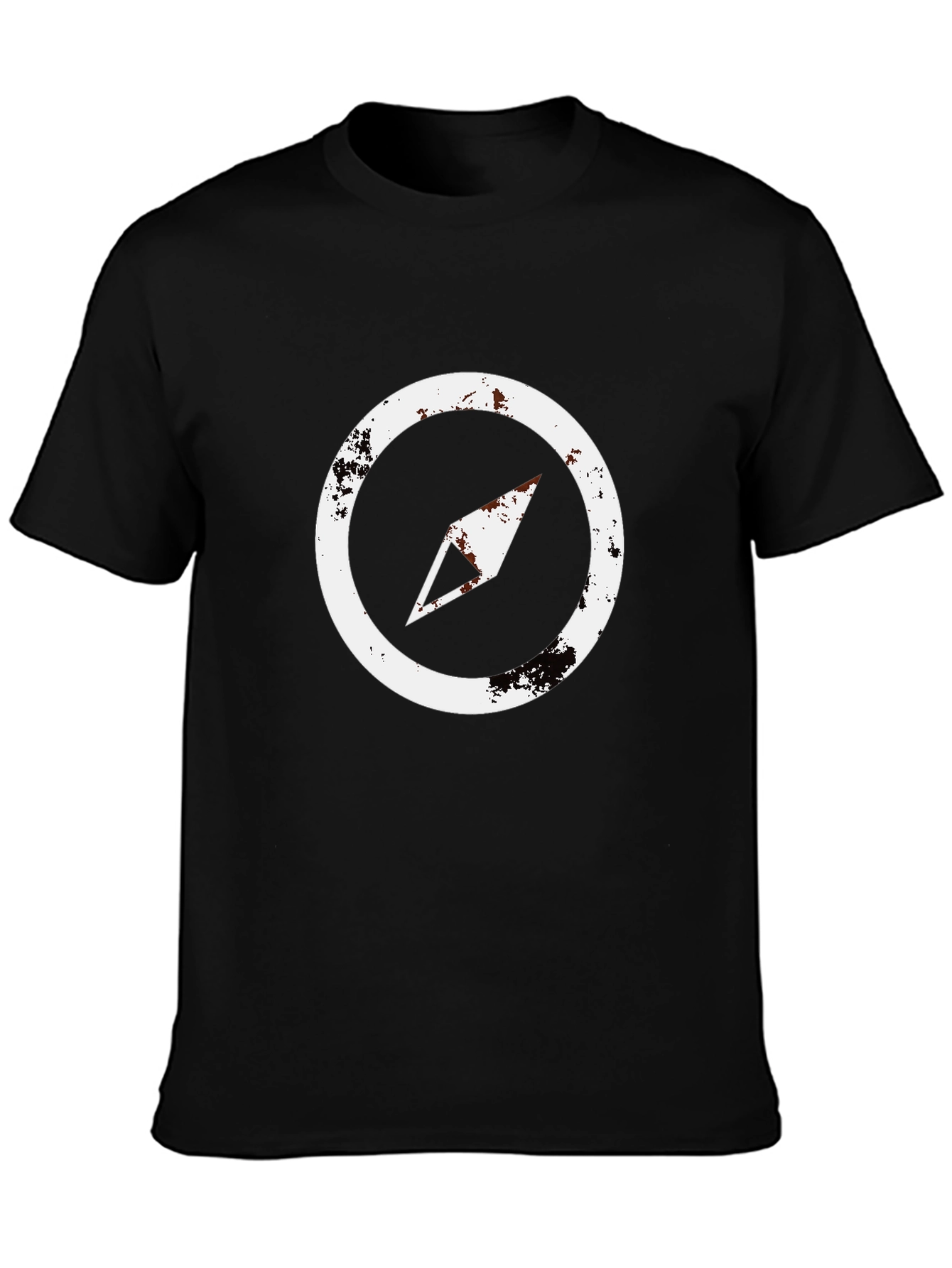 Distressed Compass Graphic Black T-Shirt