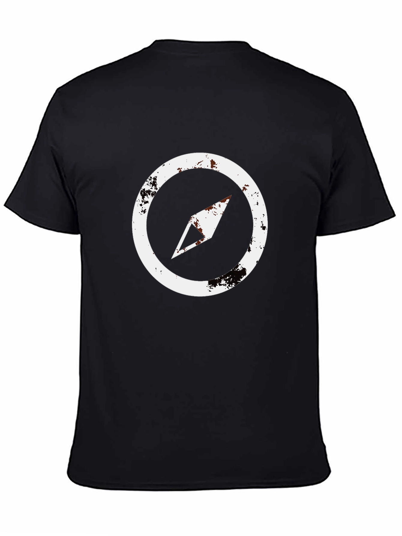 Distressed Compass Graphic Black T-Shirt