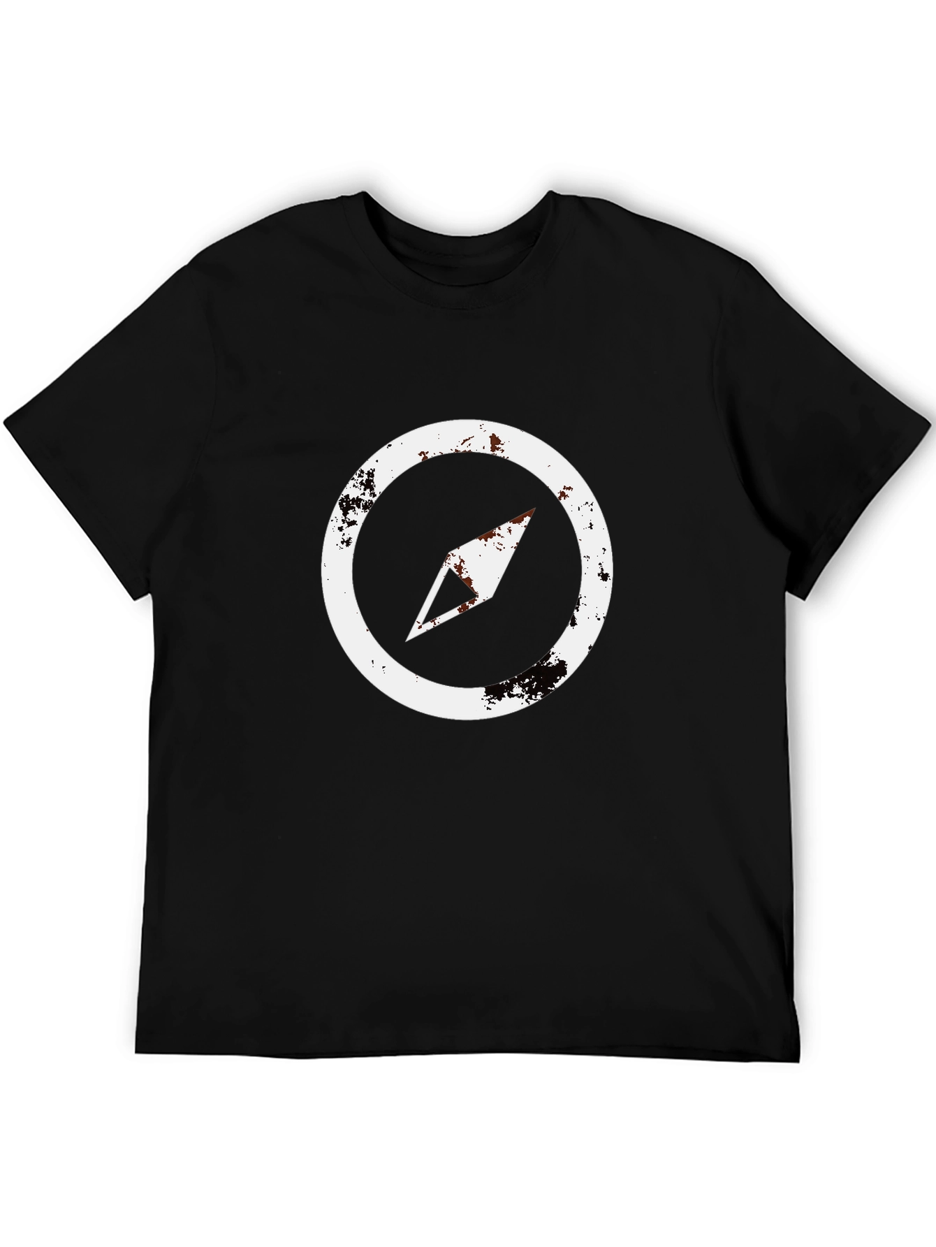 Distressed Compass Graphic Black T-Shirt