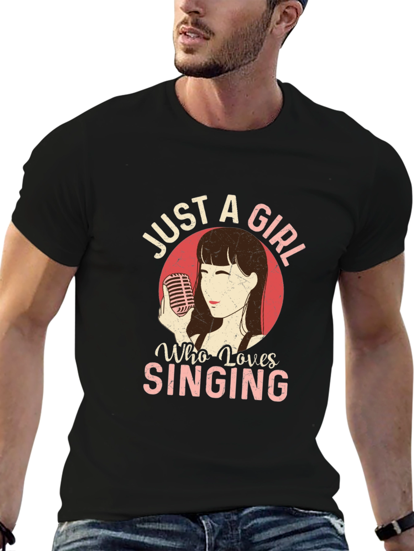 Just a Girl Who Loves Singing Black T-Shirt