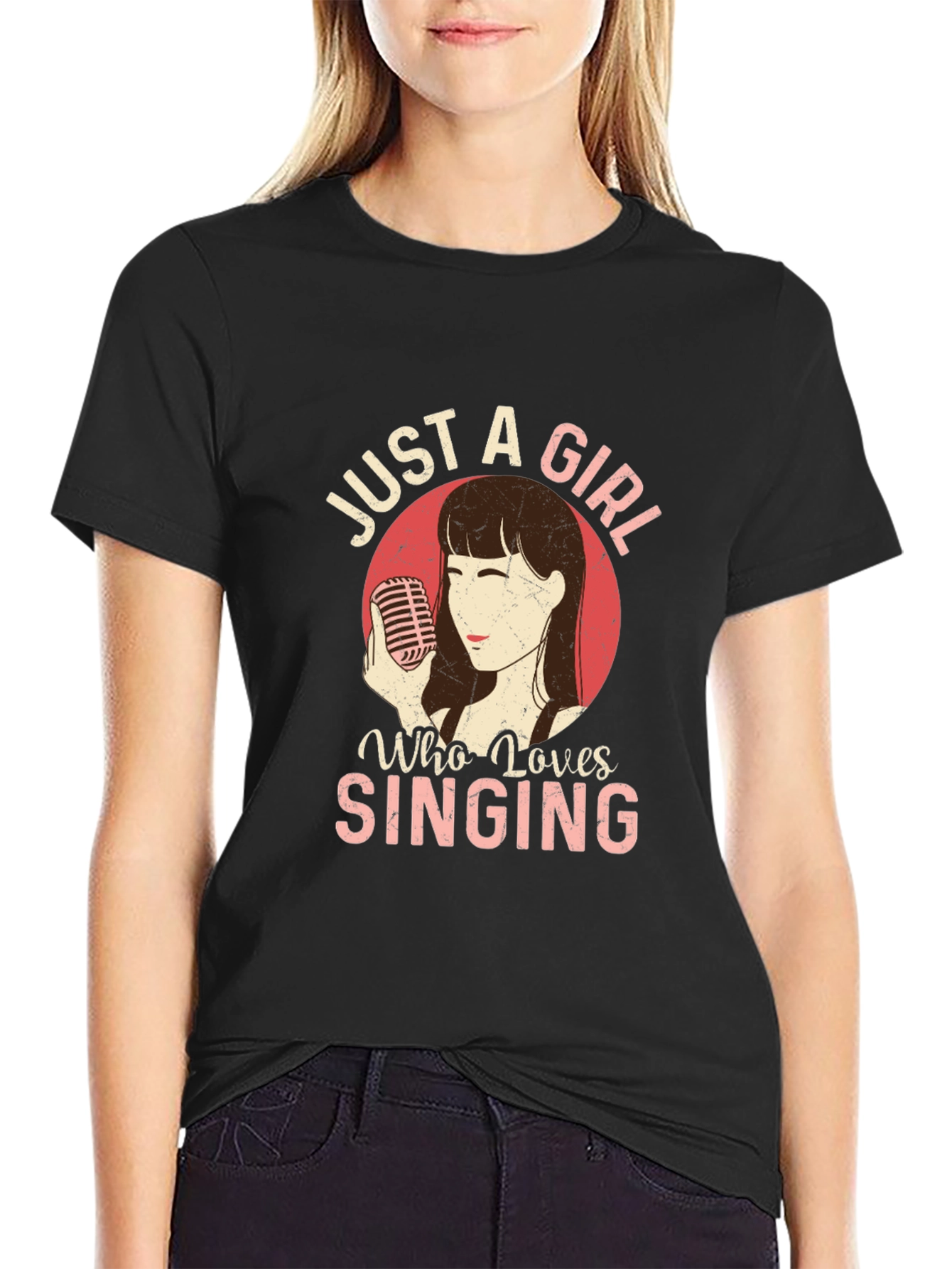 Just a Girl Who Loves Singing Black T-Shirt