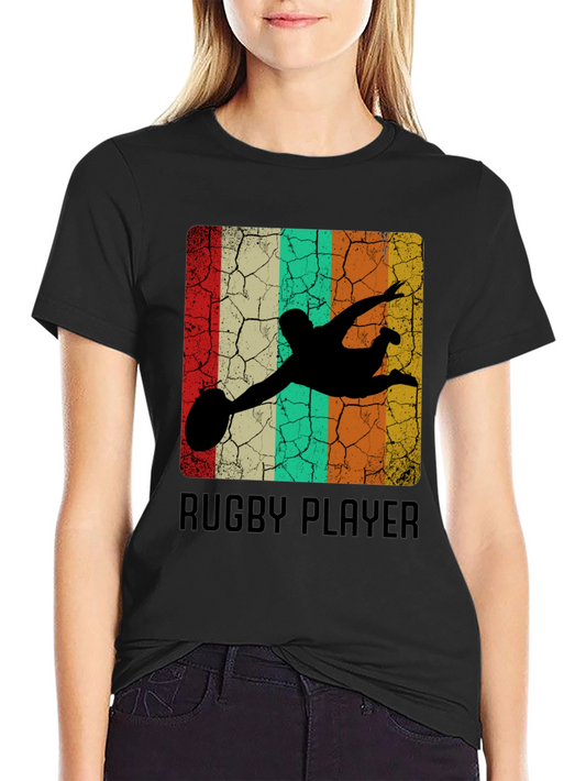 Vintage Rugby Player Graphic T-Shirt