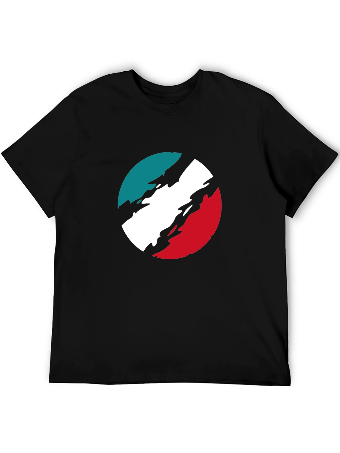 Graphic Tee: Retro Circle Design - Black Cotton T-Shirt