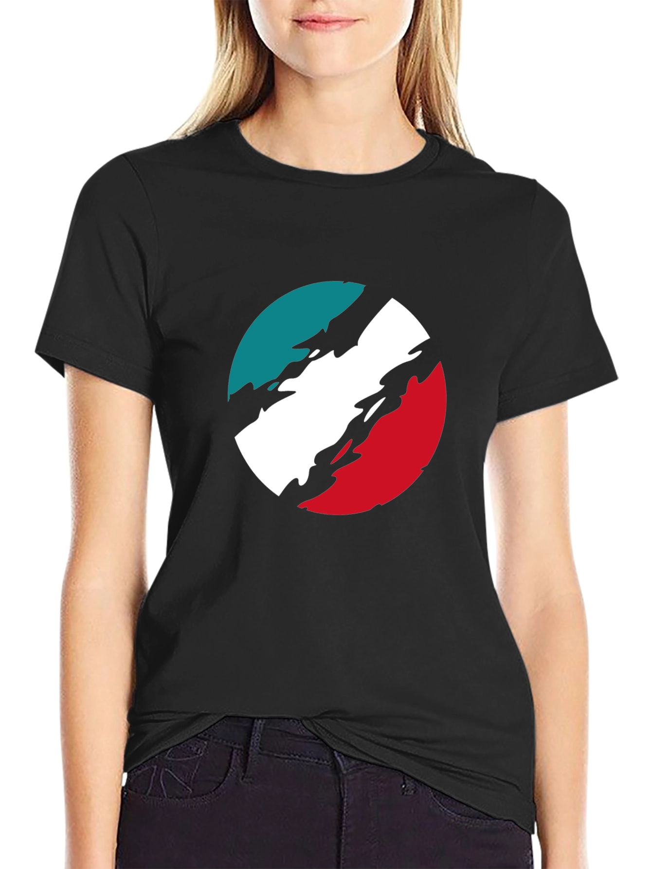 Graphic Tee: Retro Circle Design - Black Cotton T-Shirt