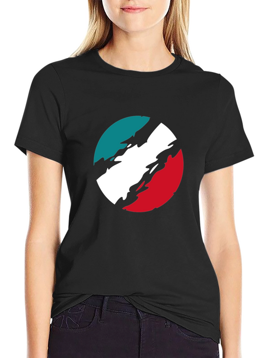 Graphic Tee: Retro Circle Design - Black Cotton T-Shirt