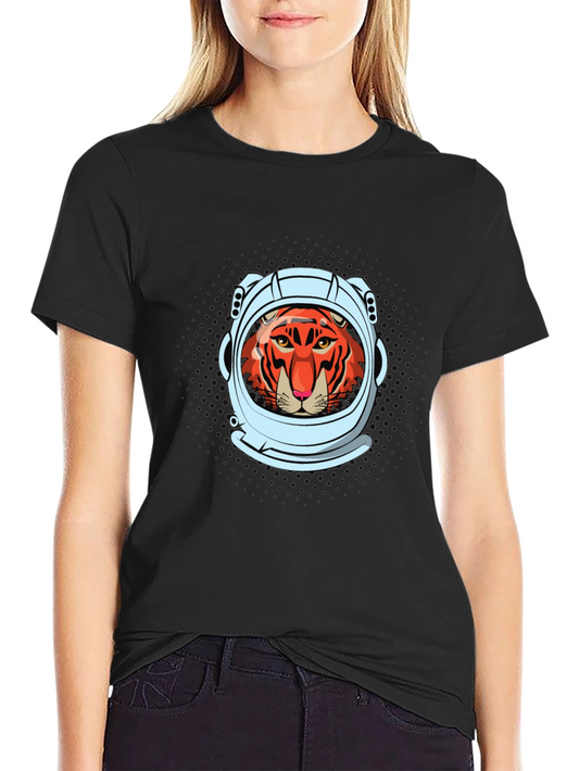 Tiger Astronaut Graphic Tee - Cool Space Cat Shirt
