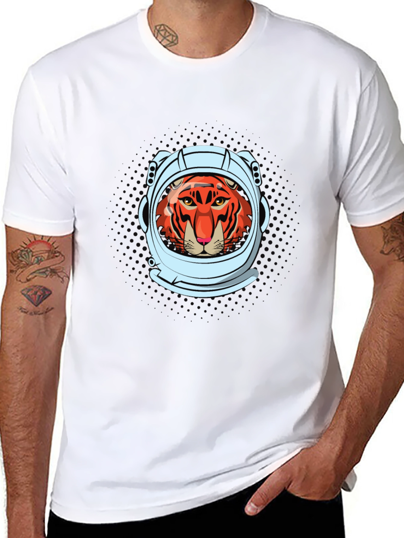 Tiger Astronaut Graphic Tee - Cool Space Cat Shirt