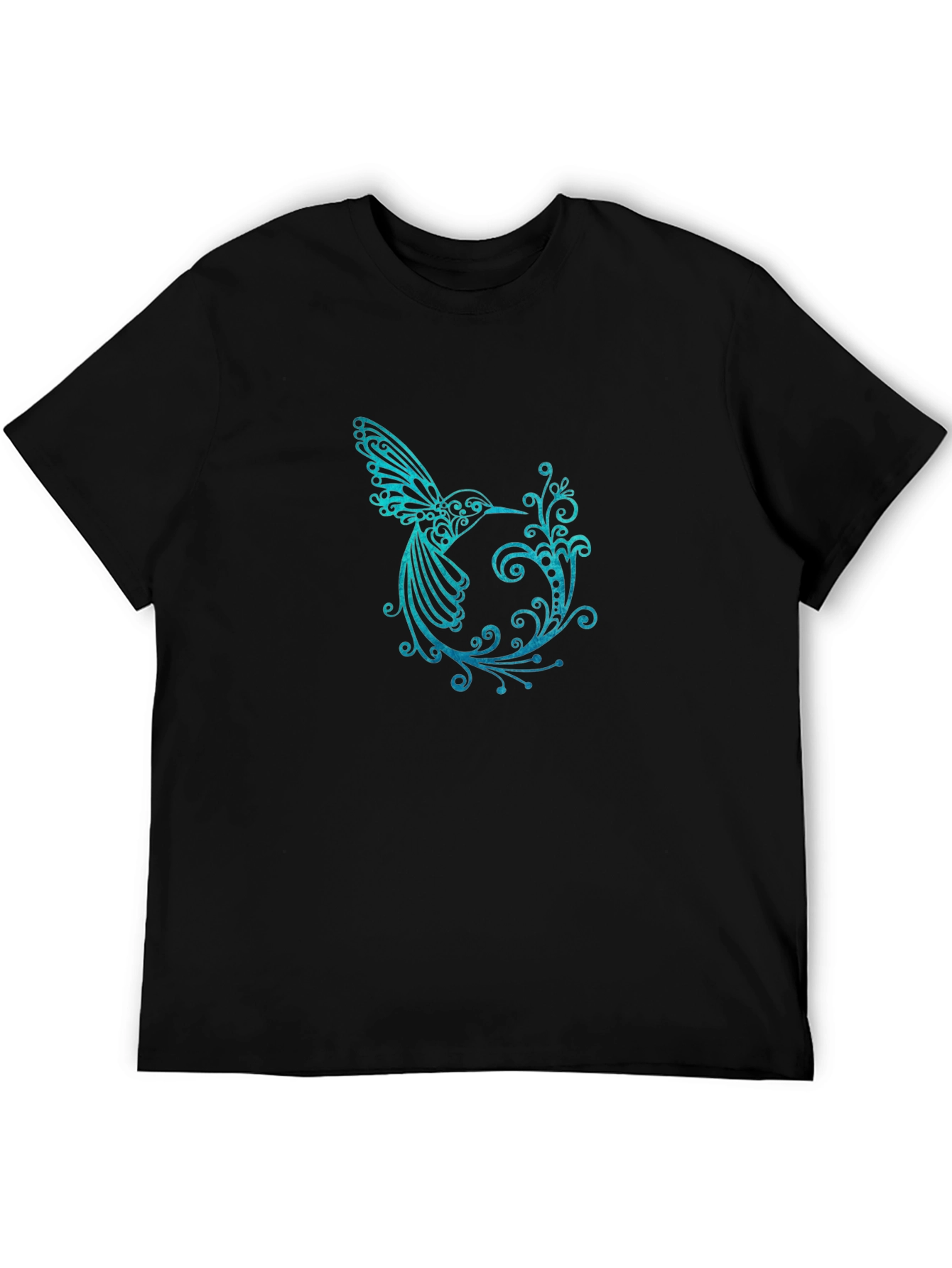 Hummingbird Graphic Print T-Shirt - Black