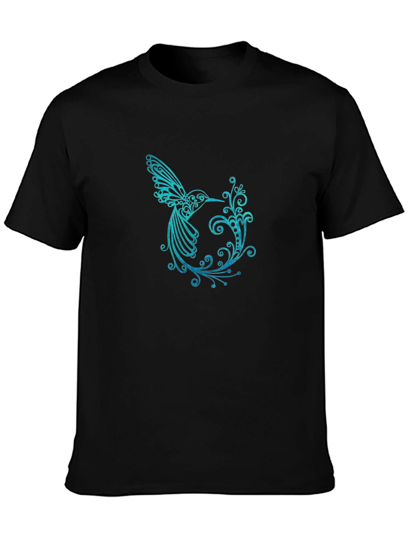 Hummingbird Graphic Print T-Shirt - Black
