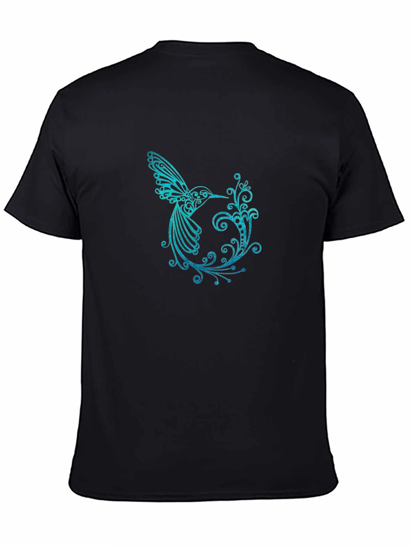 Hummingbird Graphic Print T-Shirt - Black