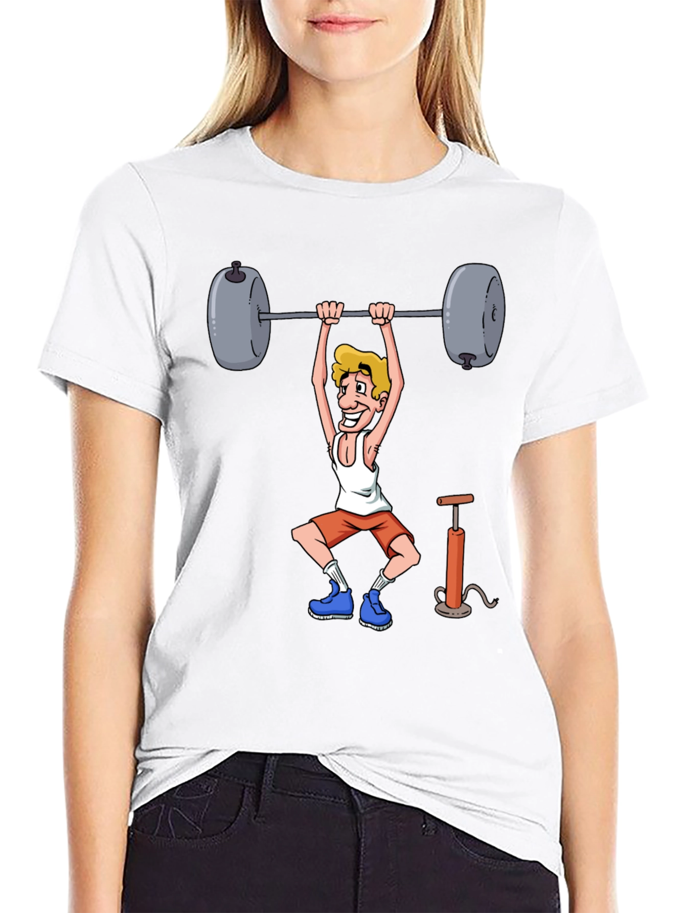 Funny Weightlifter Cartoon Graphic T-Shirt