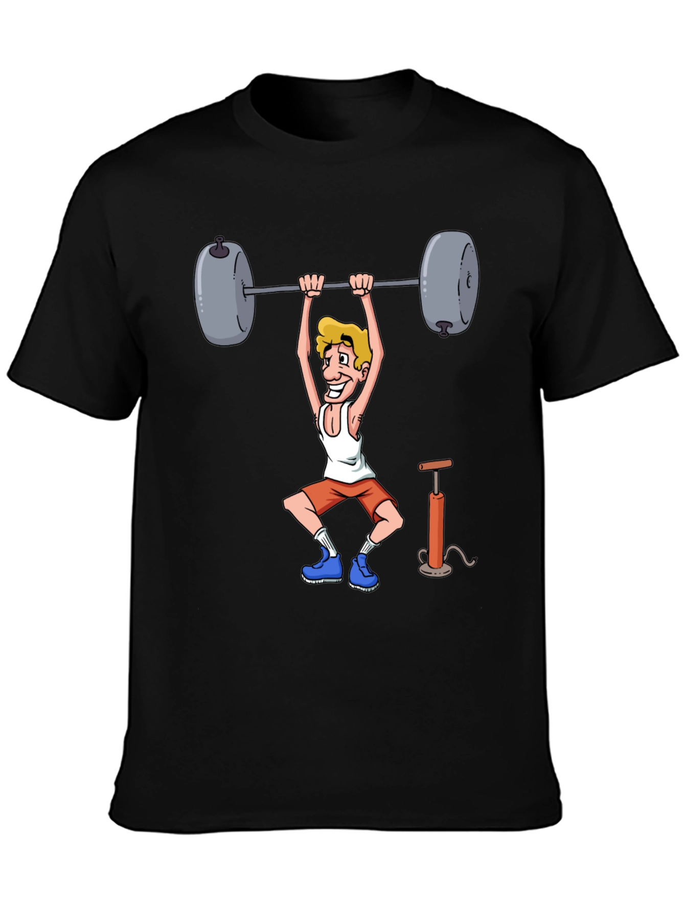 Funny Weightlifter Cartoon Graphic T-Shirt