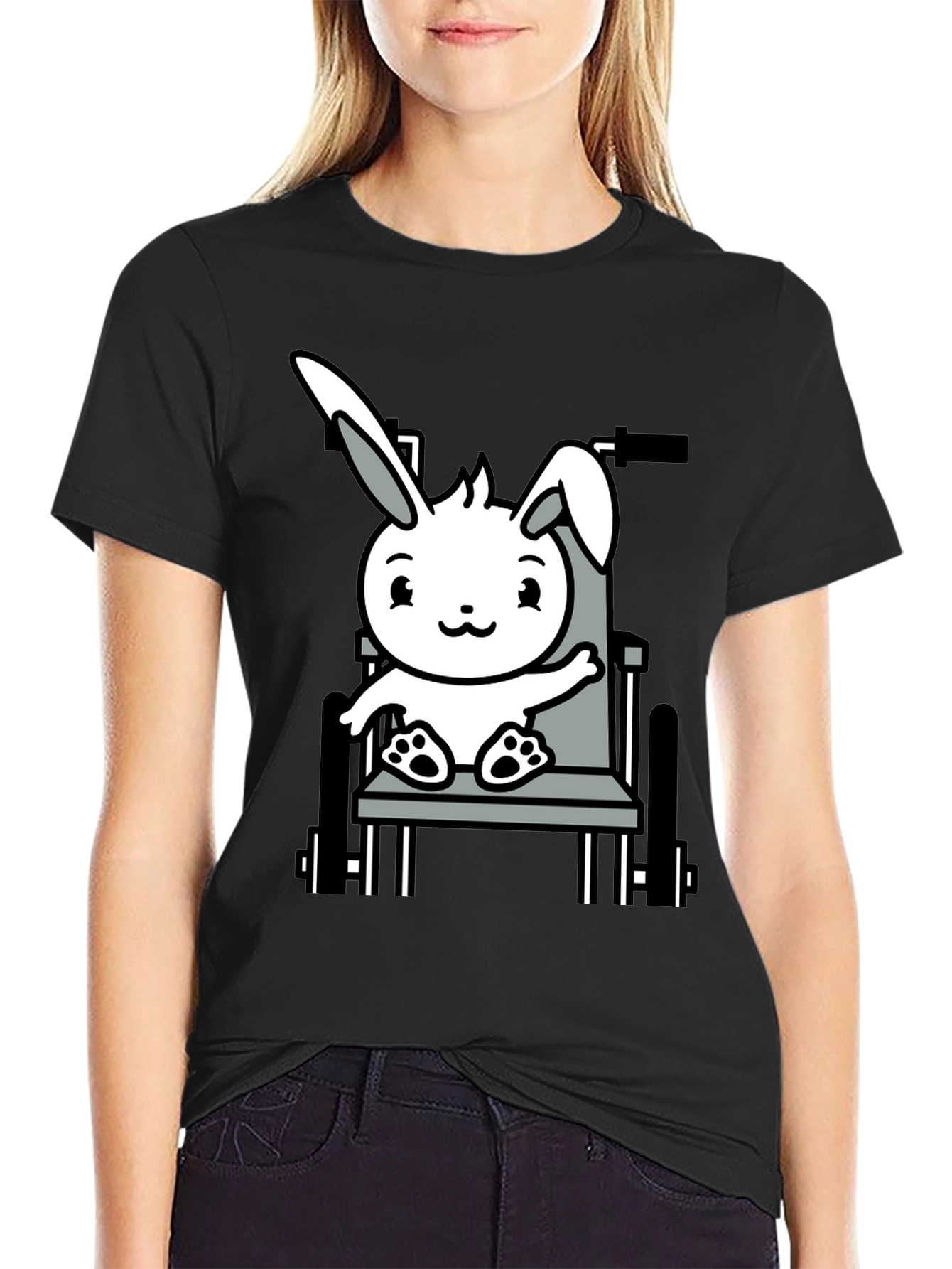 Bunny Wheelchair T-Shirt: Adorable Animal Graphic Tee