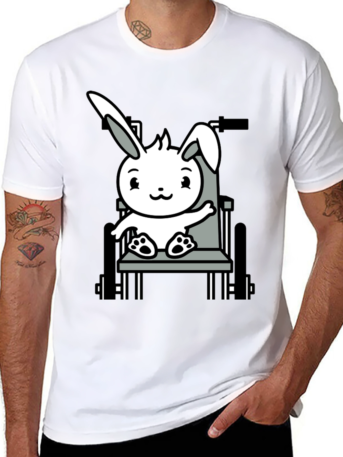 Bunny Wheelchair T-Shirt: Adorable Animal Graphic Tee