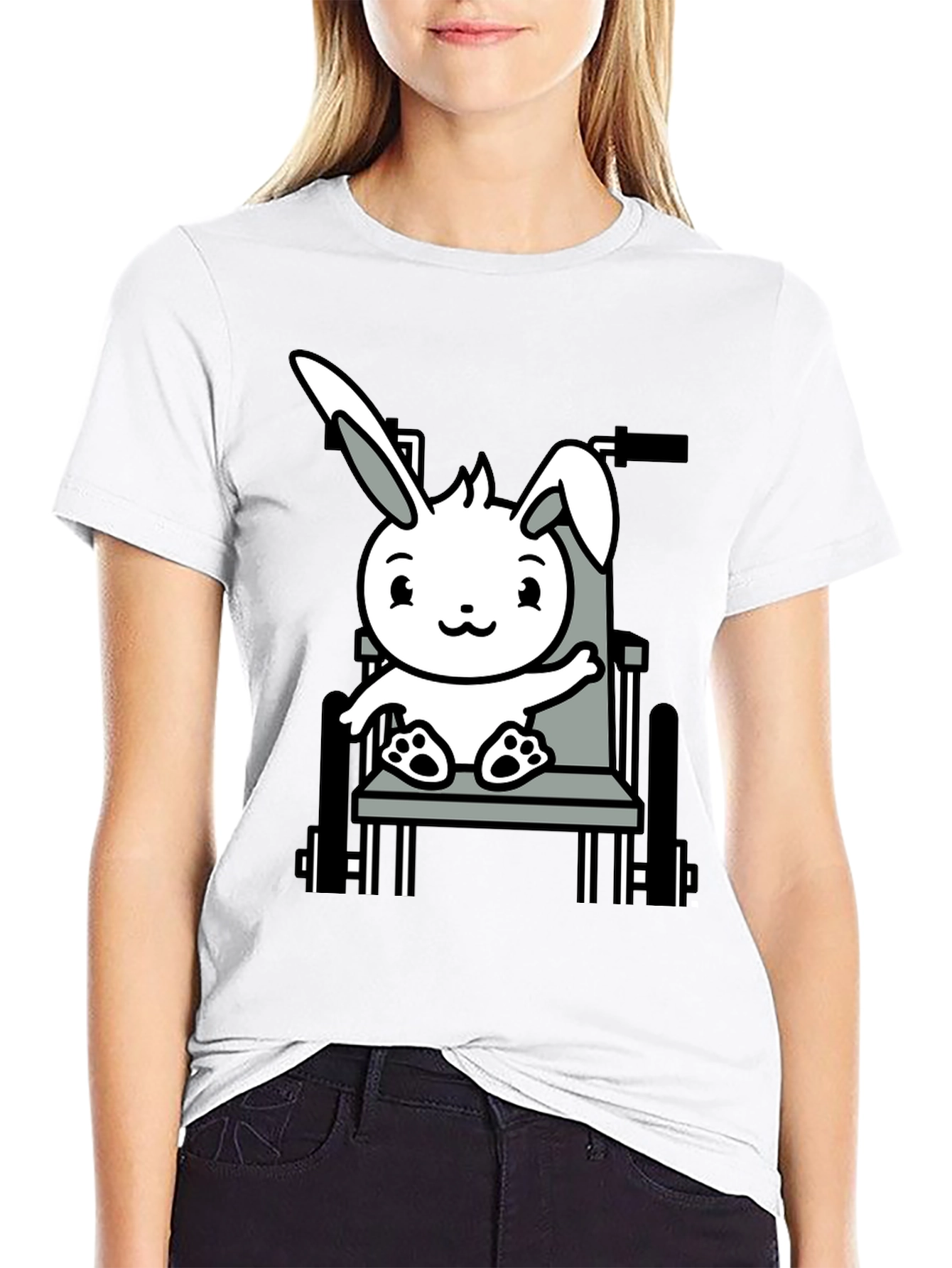 Bunny Wheelchair T-Shirt: Adorable Animal Graphic Tee