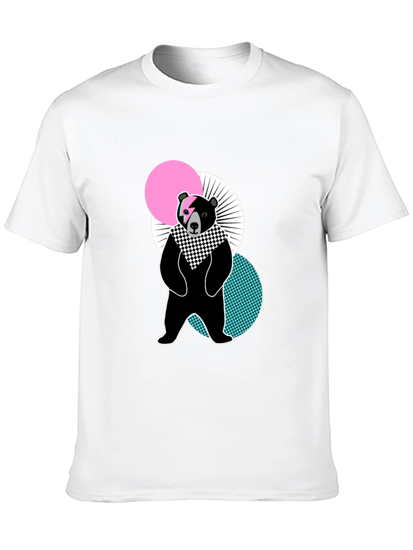 Geometric Bear Graphic Black T-Shirt