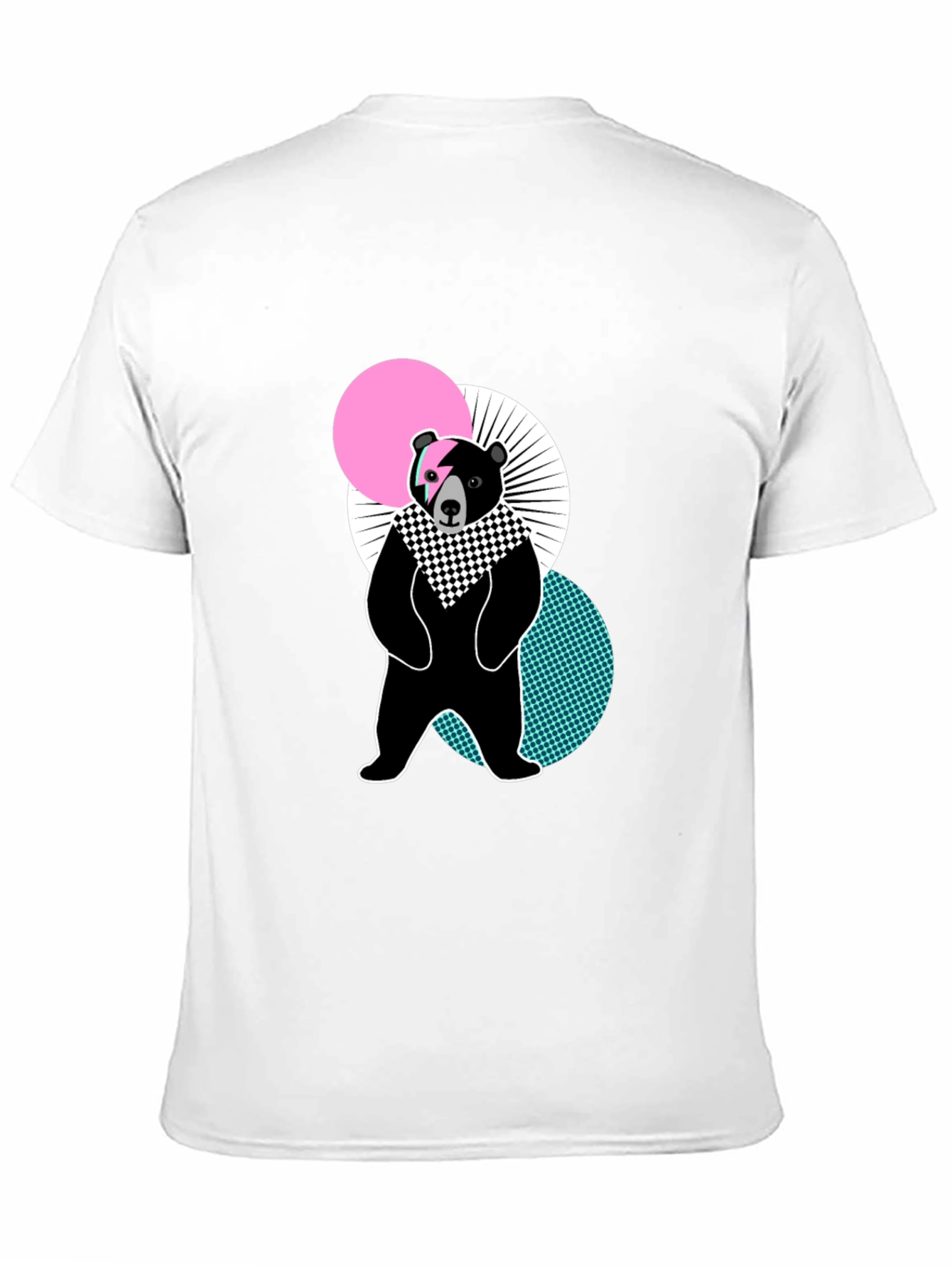 Geometric Bear Graphic Black T-Shirt