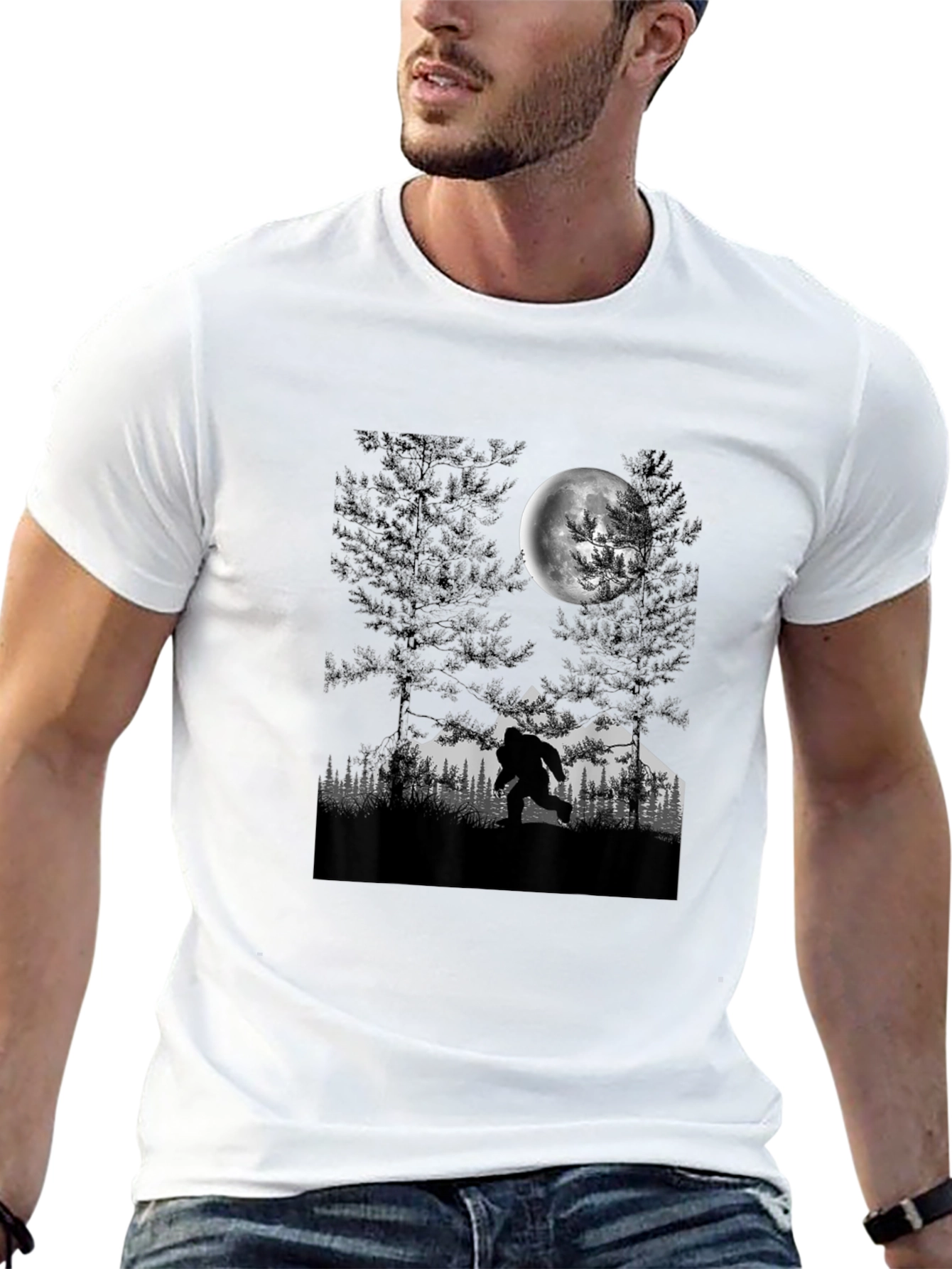 Bigfoot Moon Graphic Tee - Cryptid T-Shirt