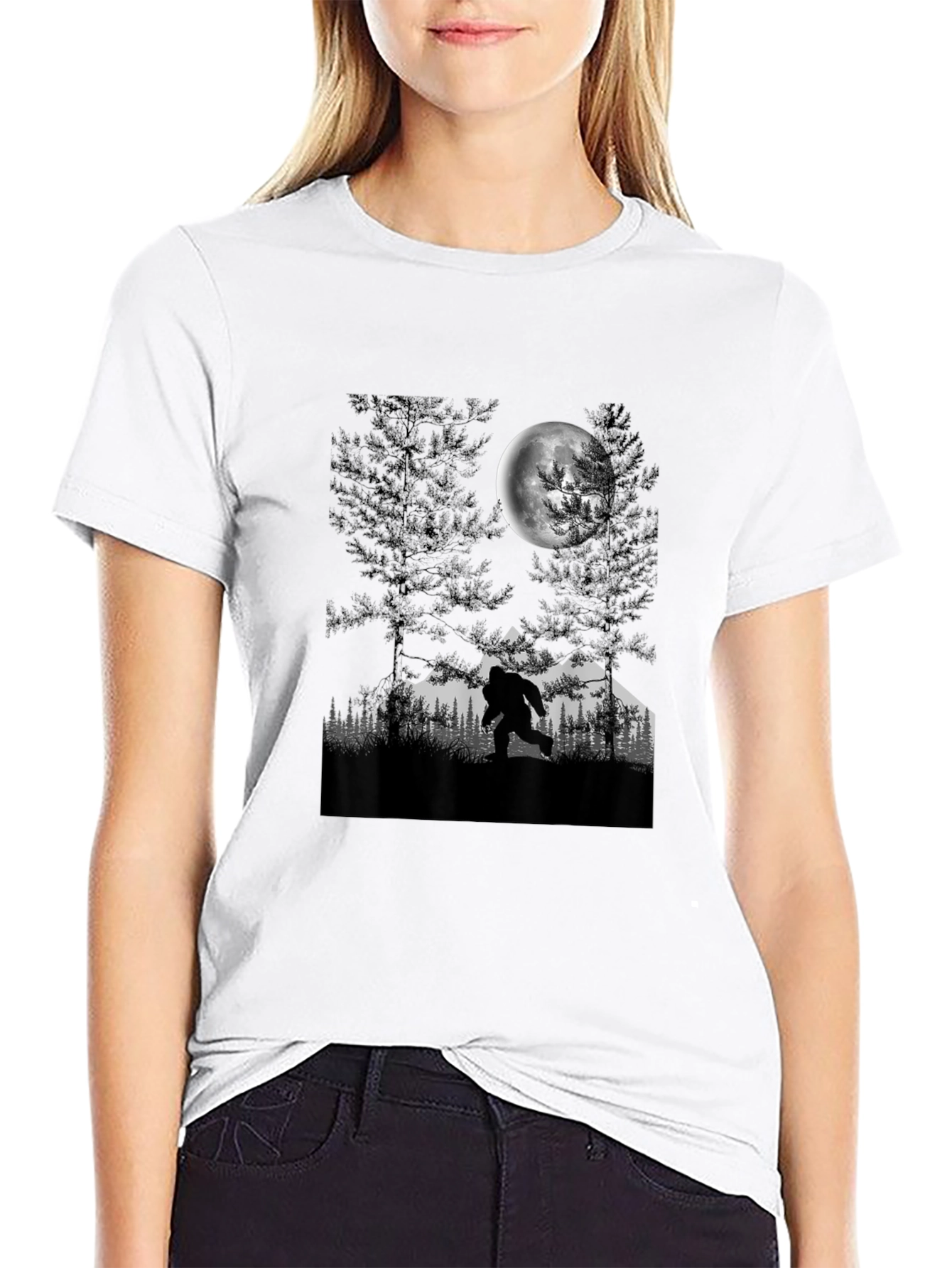 Bigfoot Moon Graphic Tee - Cryptid T-Shirt