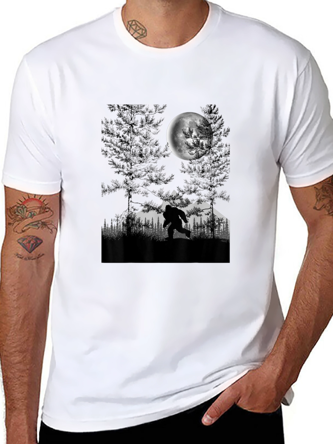 Bigfoot Moon Graphic Tee - Cryptid T-Shirt
